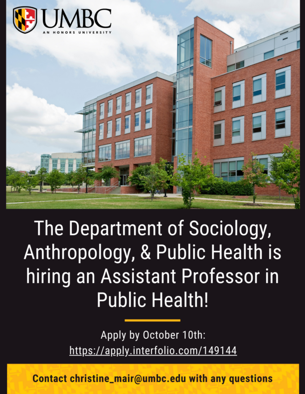 The SAPH Department is Hiring an Assistant Professor in Public Health!