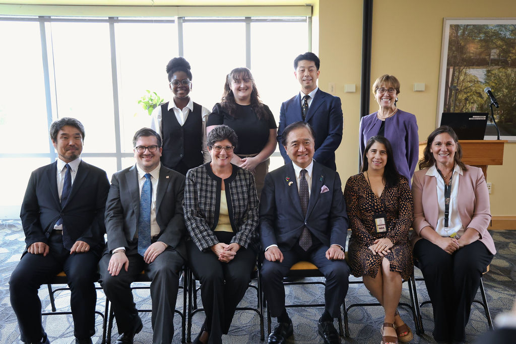 Guest speakers and panelists gather for a group photo during the Healthy Aging and Me-Byo Symposium in the Skylight Room.